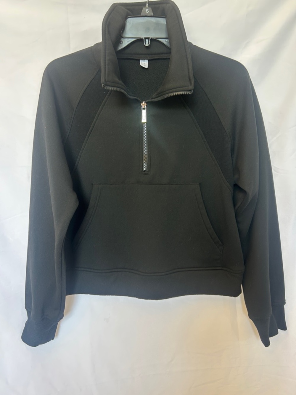Classic Black Half-Zip Funnel Neck Pullover Hoodie
